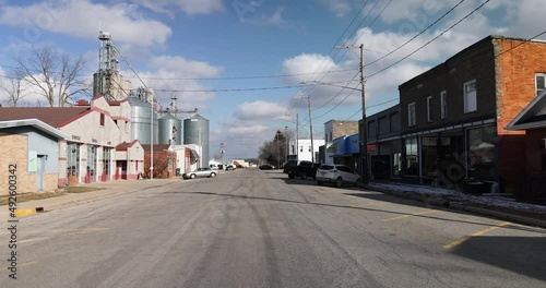 Downtown Sunfield, Michigan with gimbal video walking forward. photo