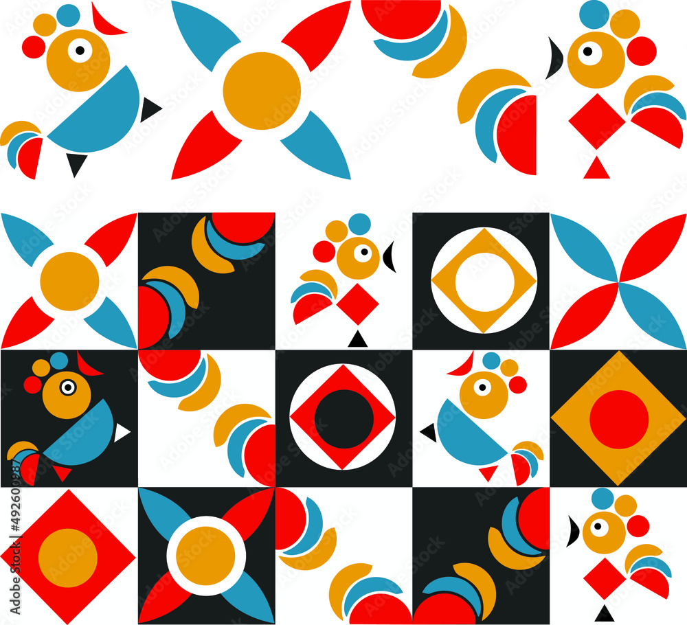 Pattern for children's clothing. Geometric pattern chiken vector illustration.