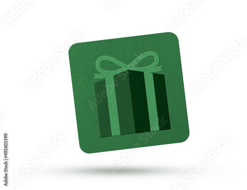 Paper cut gift box icon