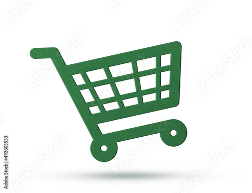 Paper cut shopping cart icon
