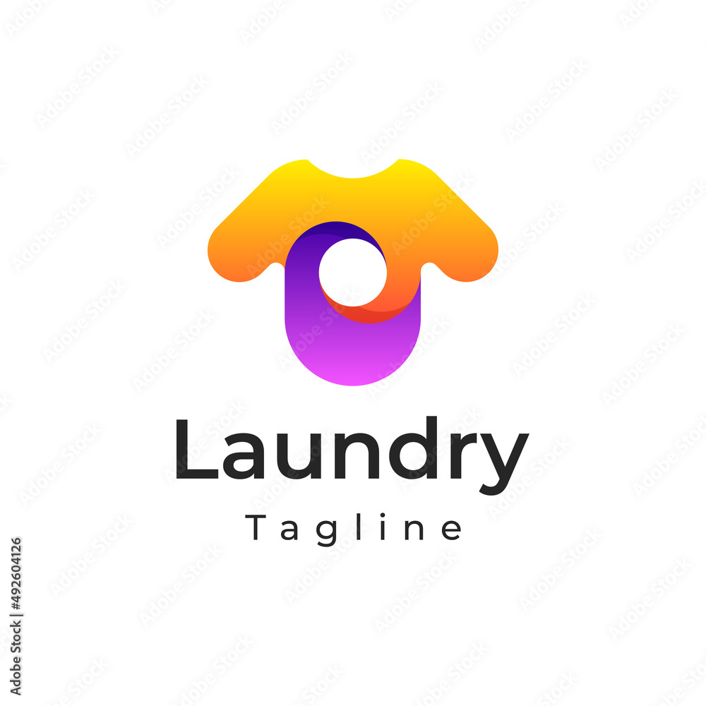 Obraz premium laundry logo gradient simple. wash clean fast logo. 