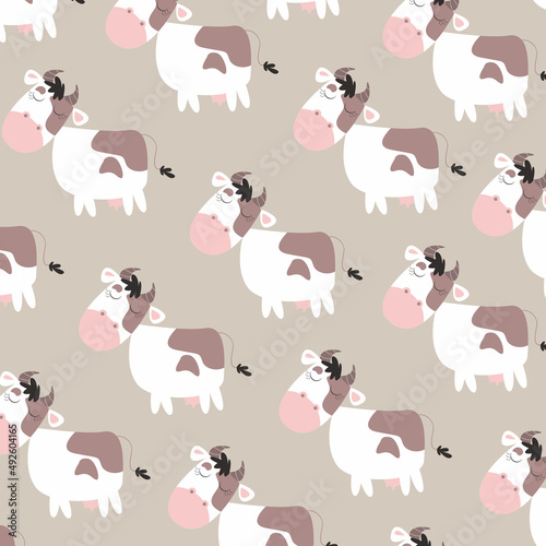cute fat cow pattern. pattern For valentine, print, packaging, decoration, wallpaper and design, case phone, bed cover, pajamas, child pajamas