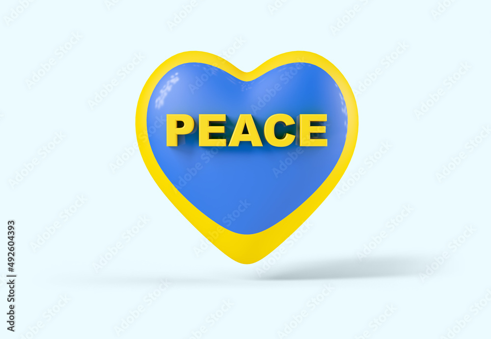 Heart with colors of the flag of Ukraine and the word peace Heart with colors of the flag of Ukraine and the word peace