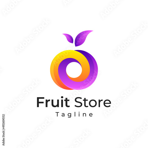 fruits store gradient color logo design with heart 