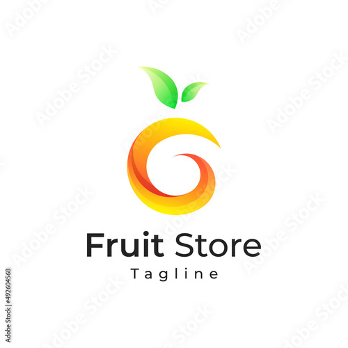 fruits store gradient color logo design with heart
