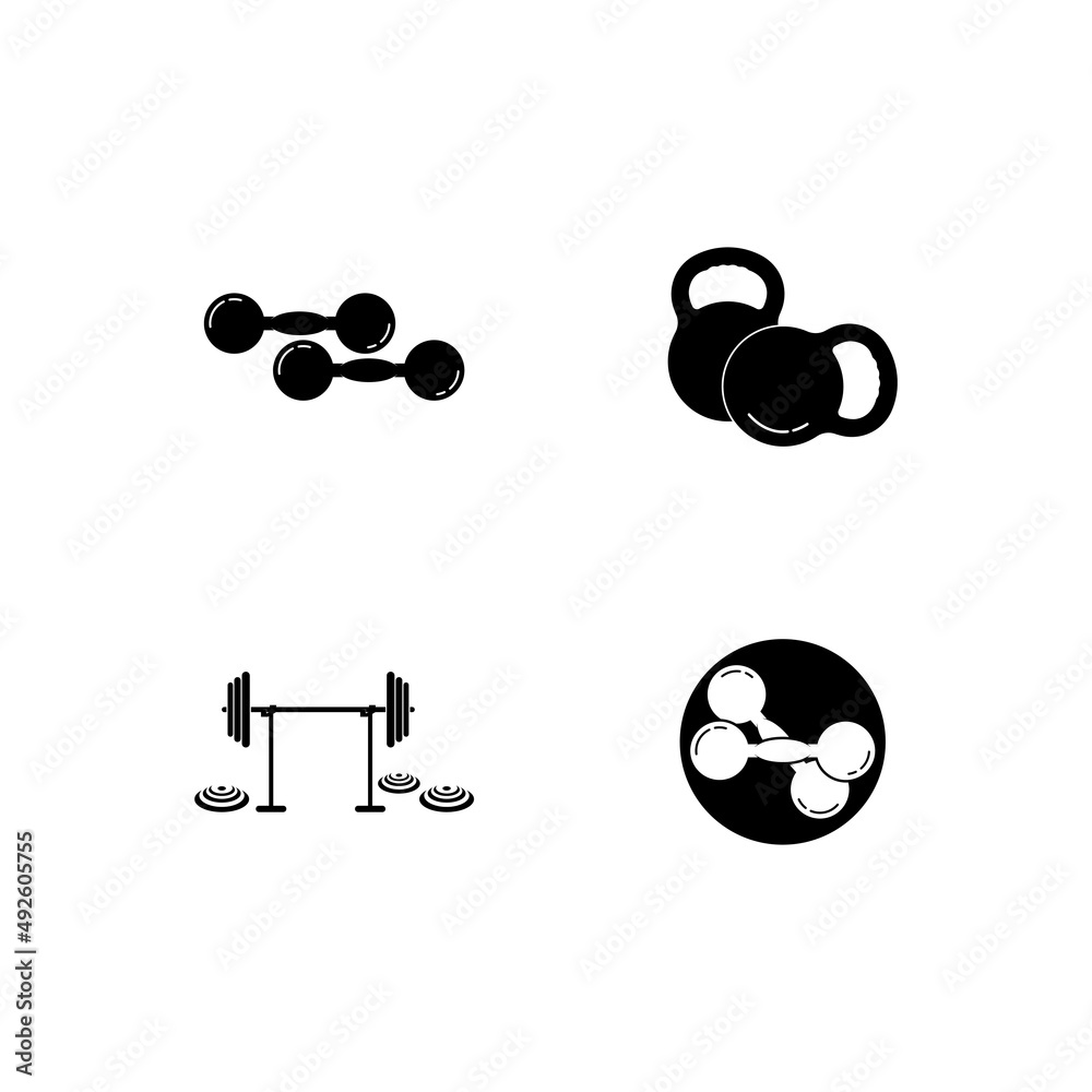 Barbell, Dumbbell Gym Icon Logo Template gym Badge Barbell, Dumbbell Gym Icon Logo Template gym Badge