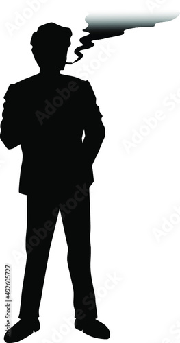 タバコを吸う人のシルエット