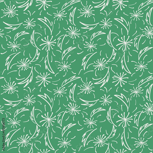 Floral seamless background. Hand drawn print for fabric and other surface. Vector pattern