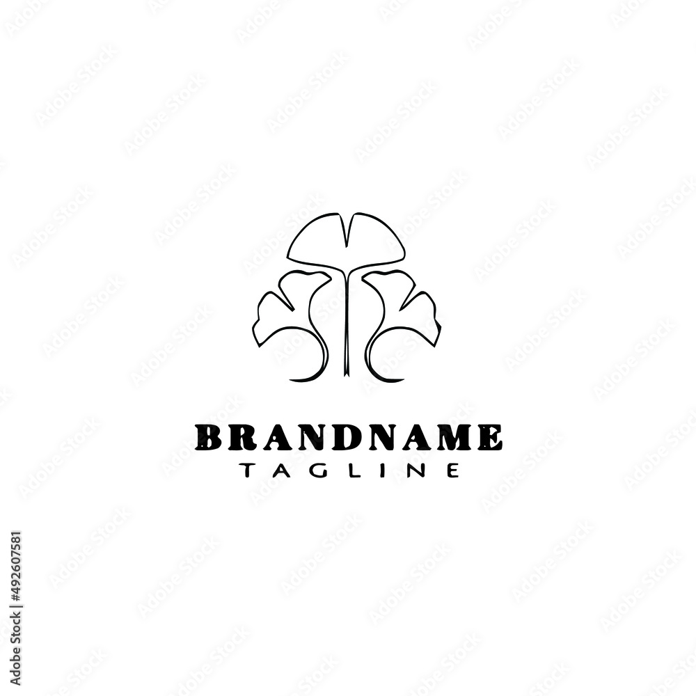 ginko leaf logo cartoon icon design template black isolated vector illustration ginko leaf logo cartoon icon design template black isolated vector illustration