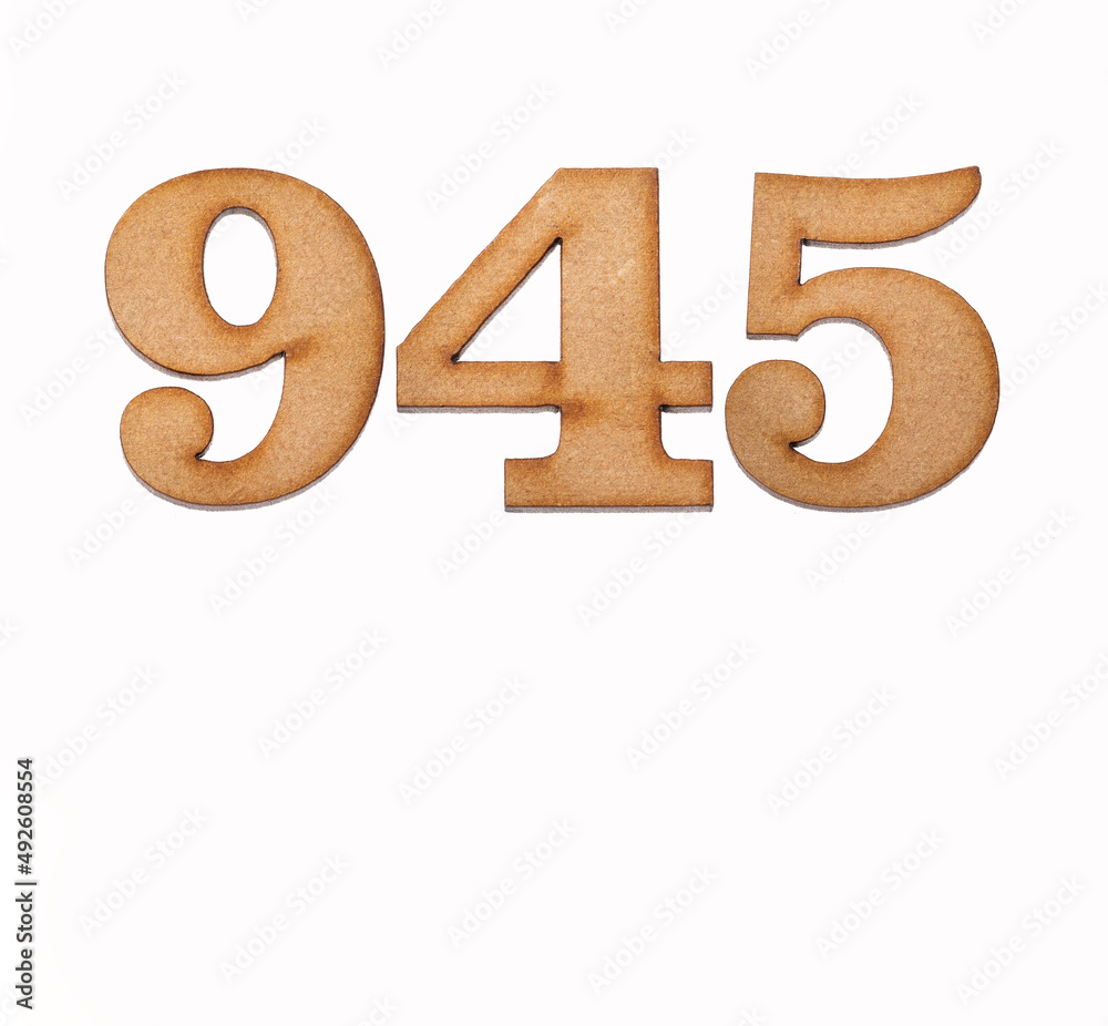 Number 945 - Piece of wood isolated on white background