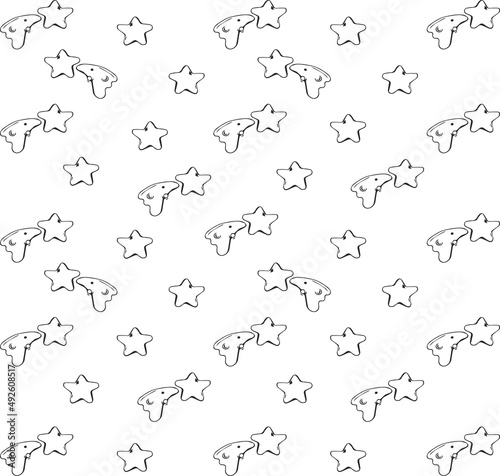 Space seamless pattern print design for Kids with star, comet. design for fashion fabrics, textile graphics, prints. black on white.