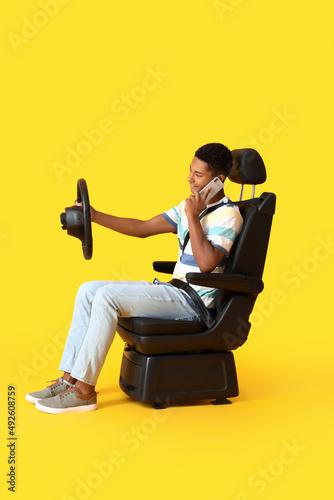 African-American man in car...