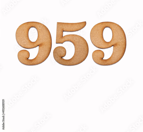 Number 959 - Piece of wood isolated on white background