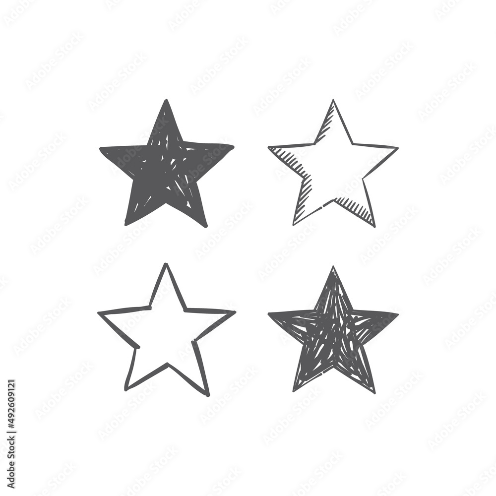 Hand drawn star icons. Set of doodle stars. Hand drawn star icons. Set of doodle stars.