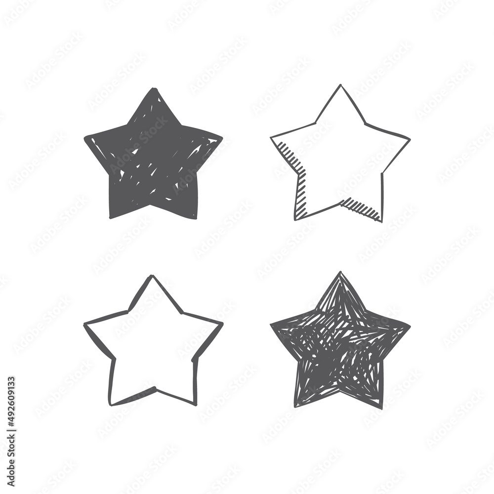 Hand drawn star icons. Set of doodle stars. Hand drawn star icons. Set of doodle stars.