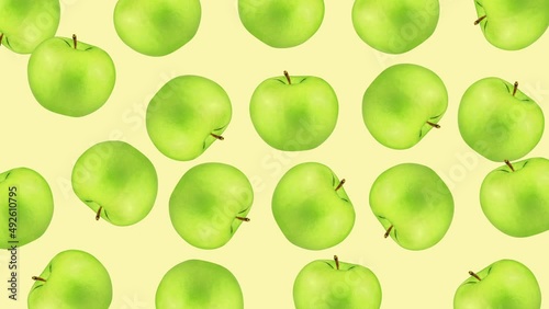 Wallpaper Mural Abstract colorful animation - green apples wiggle at color background. Seamless loop animation. Torontodigital.ca