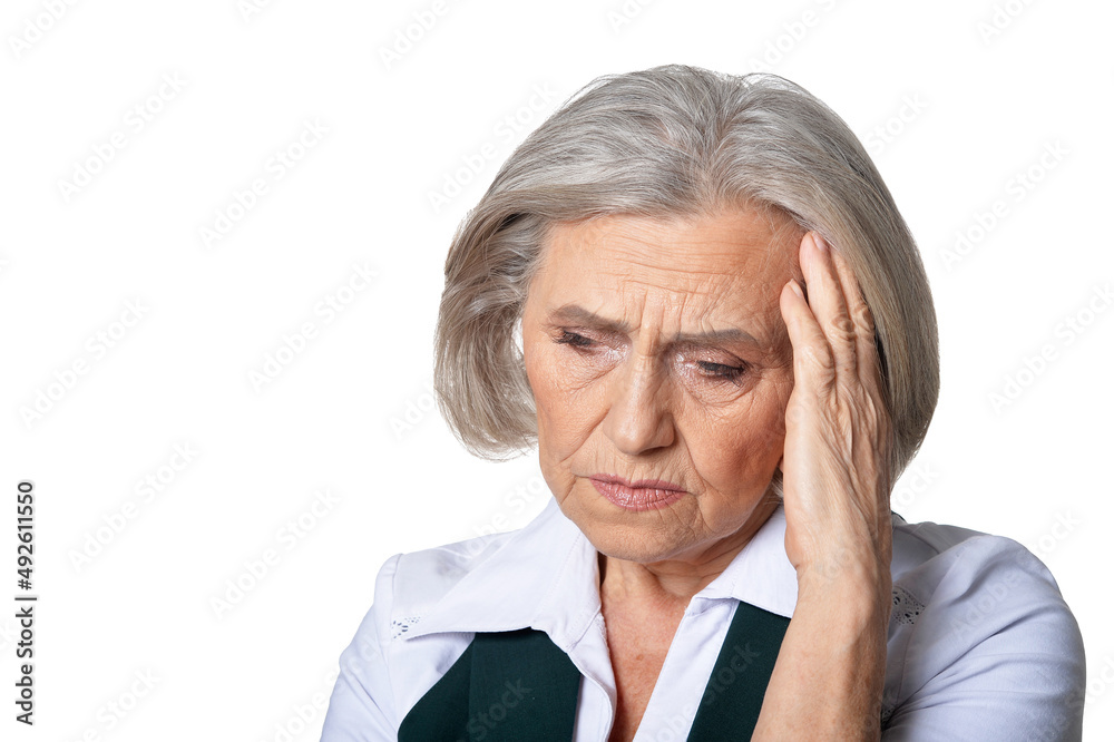 Portrait of sad senior woman with headache Portrait of sad senior woman with headache