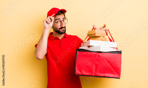young man. deliver take away fast food concept