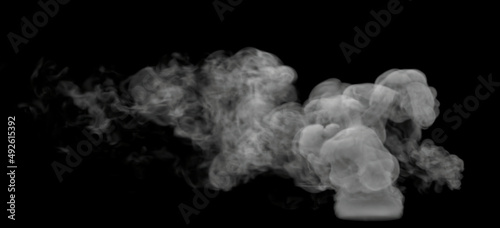 Wispy and Swirly White Long Smoke cloud on black