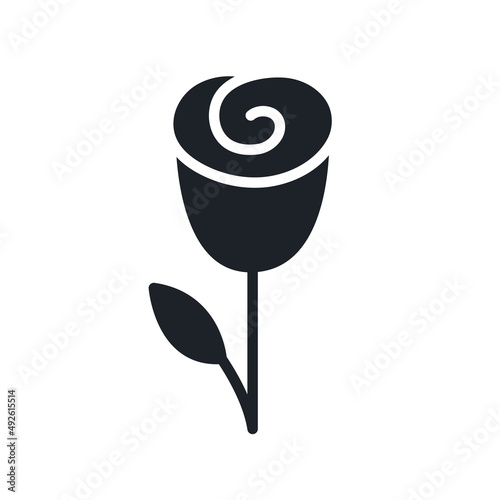 Rose icon. Garden flowers isolated vector silhouette