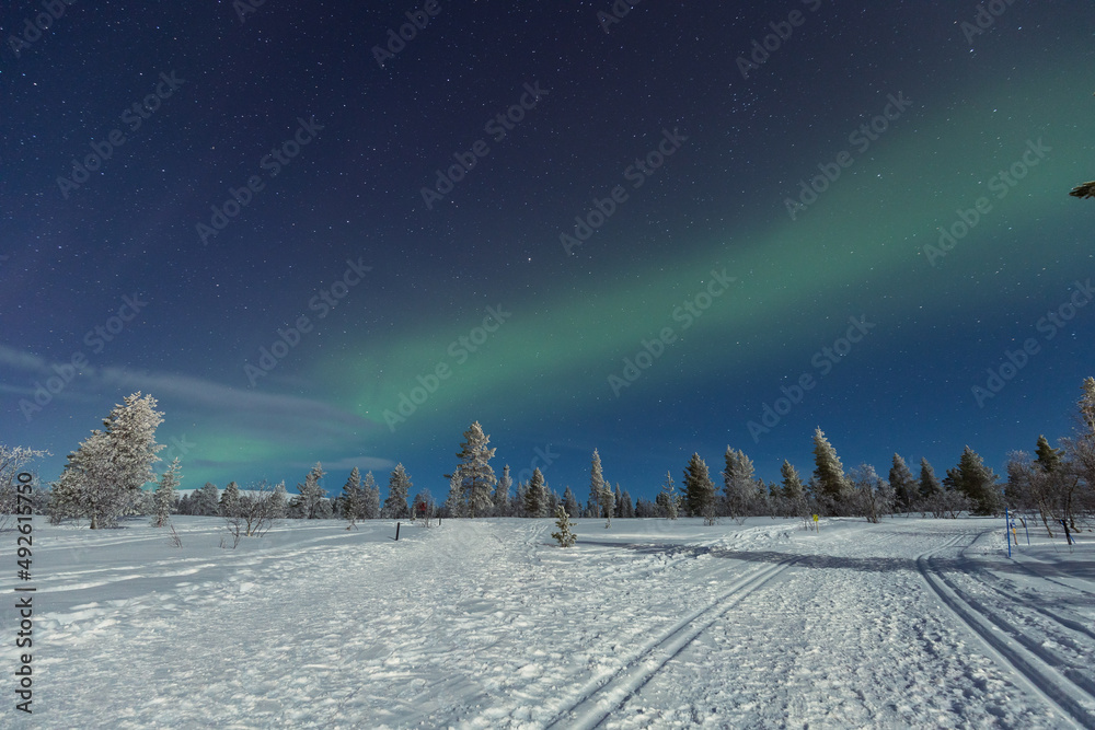 Aurora borealis Northern Lights in Lapland, Finland Stock Photo | Adobe