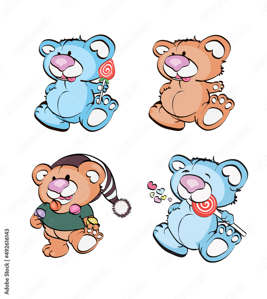 Fototapeta premium Vector teddy bears. little teddy bears in simple style