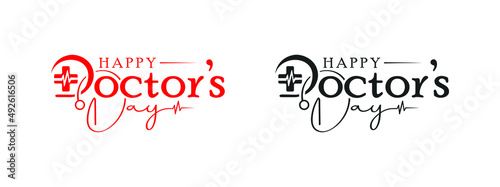 World, international happy Doctor's Day flat vector logo design, national doctors day