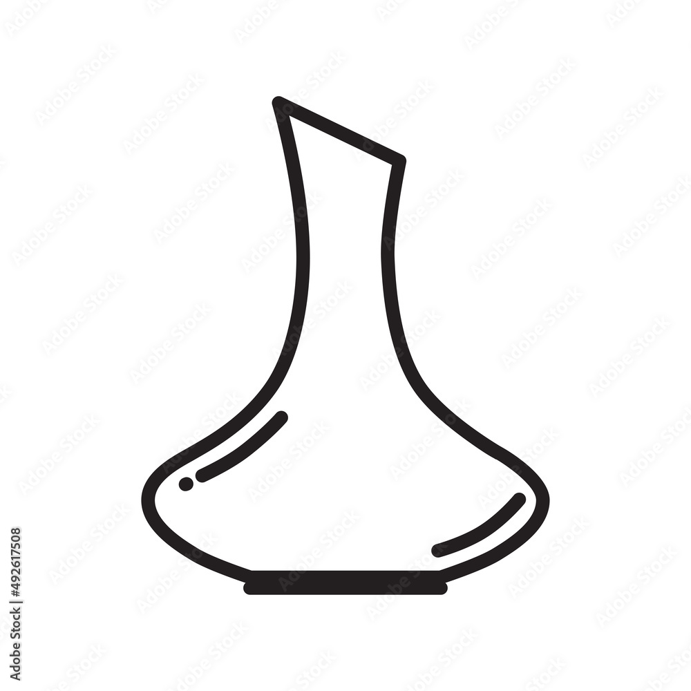 Vector wine decanter icon. Flat illustration of decanter isolated on white  background. Icon vector illustration sign symbol. Stock Vector | Adobe Stock