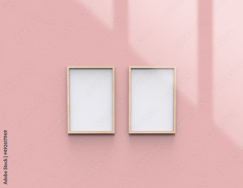 Picture frame background using 3D rendering and geometry. Framed background mock-up for poster design or exhibition of artwork. 3d rendering illustration.