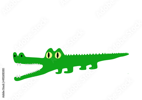 Green crocodile with open mouth - simple vector drawing.