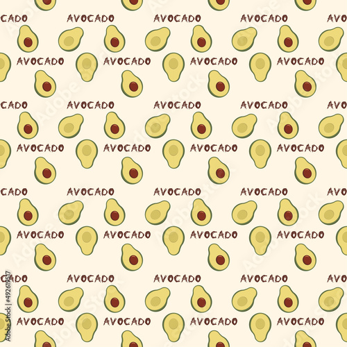 Fototapeta Naklejka Na Ścianę i Meble -  pattern of avocado halves and inscriptions
