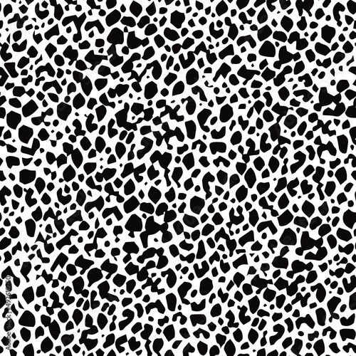 Seamless abstract monochrome pattern. Black and white print with lines, dots and blots. Brush strokes are hand drawn. Vector texture
