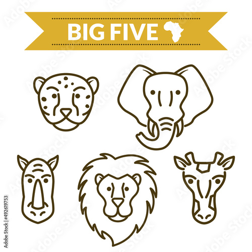 Fotografija Big Five animals set of icons