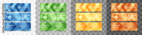 Set of abstract vector banners design Collection of web banner modern template Header 4 different colors landing page elements