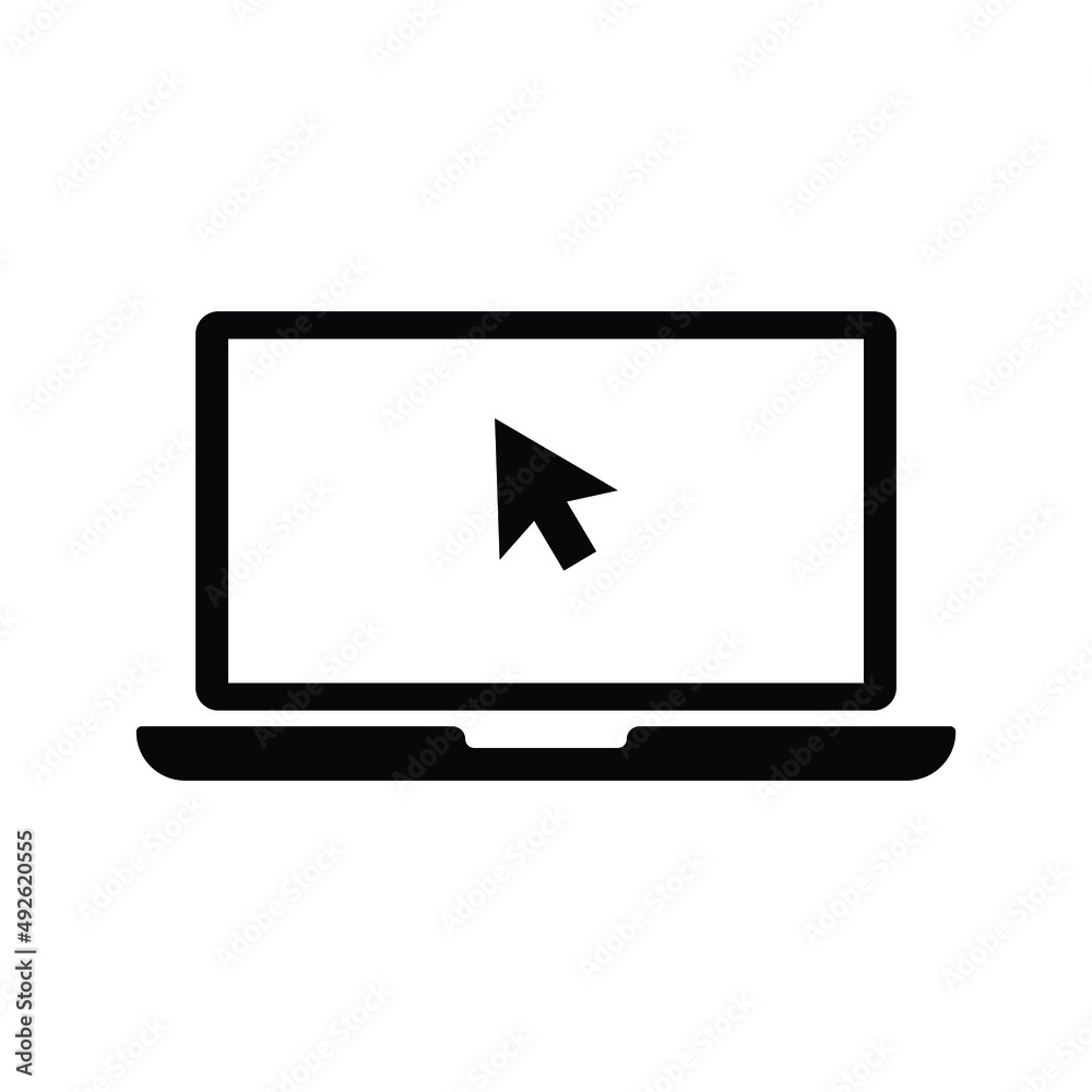 Laptop with pointer or cursor icon isolated on white background. vector eps 10 Laptop with pointer or cursor icon isolated on white background. vector eps 10