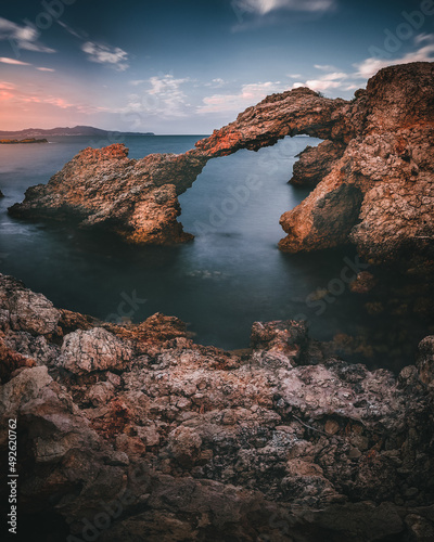 Rock formation near the sea in L'Escala, Spain photo
