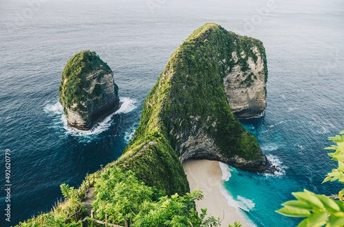 stairs down to Kelingking Beach on the very beautiful island of Nusa Penida photo