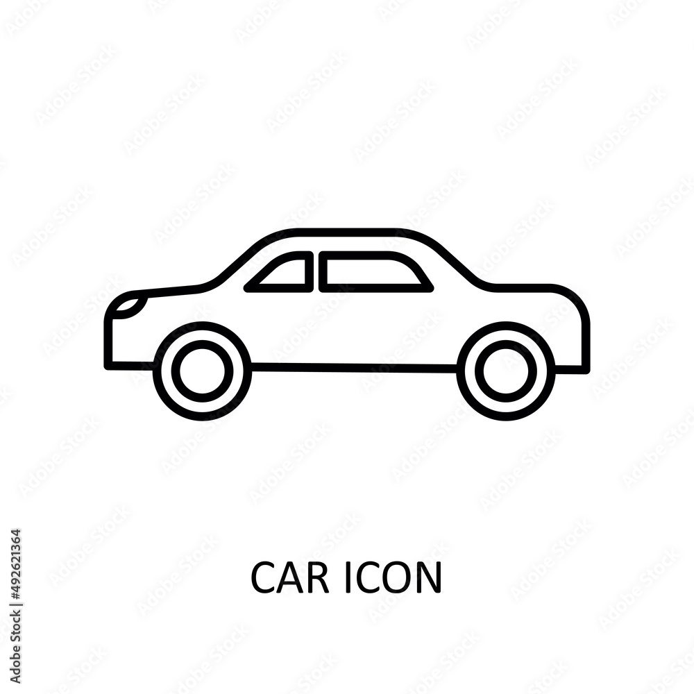 Vector illustration with car icon. Outline drawing Vector illustration with car icon. Outline drawing