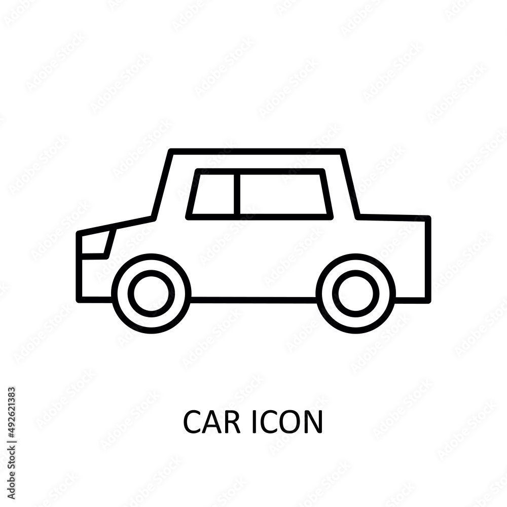 Vector illustration with car icon. Outline drawing Vector illustration with car icon. Outline drawing