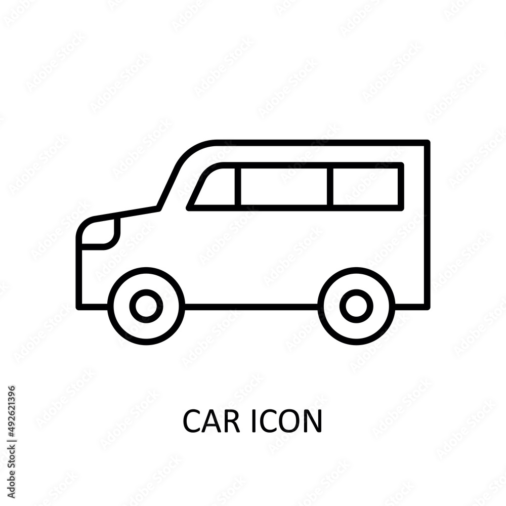 Vector illustration with car icon. Outline drawing