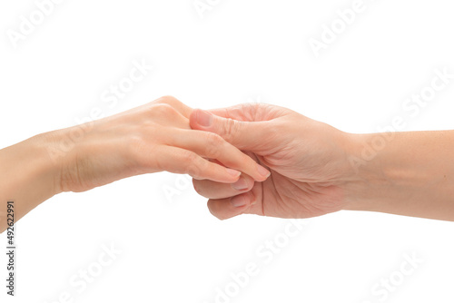 Man and woman hand isolated on a white background.