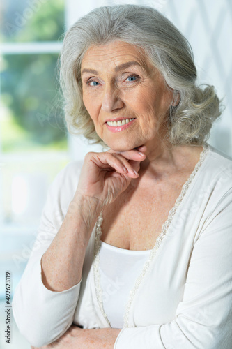 Close up portrait of beautiful smiling senior woman