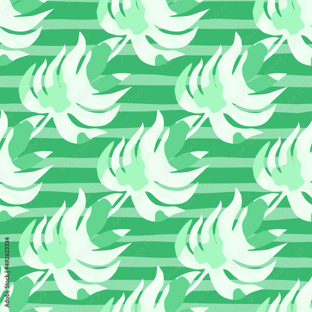 Fototapeta premium Rainforest palm leaves tropical seamless pattern. Abstract leaf endless wallpaper.