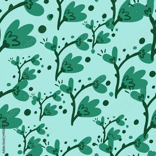 Abstract flowers seamless pattern.