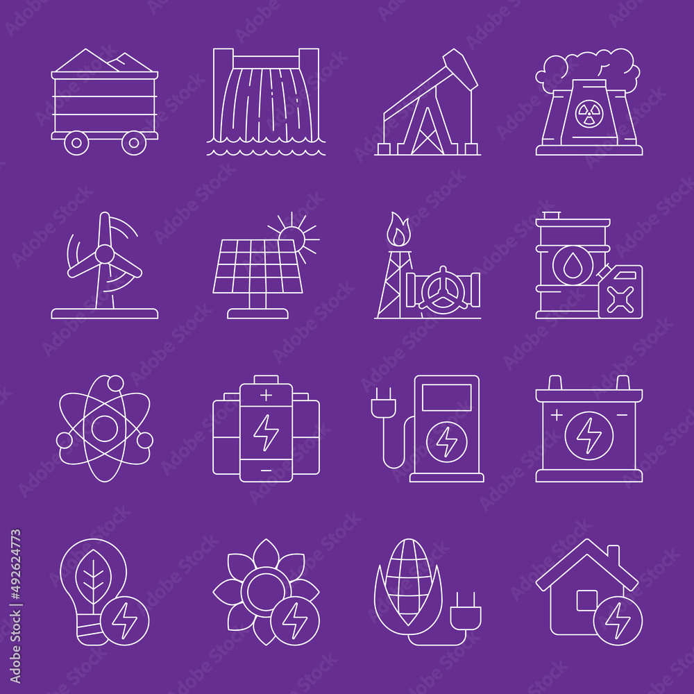 Set of energy sources icons. Vector illustration Set of energy sources icons. Vector illustration