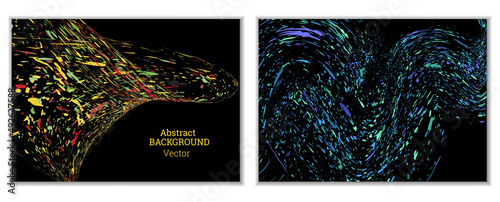 Multicolored paint splashes, smears, dust particles and debris are carried by the wind. A set of two templates. Design template for the design of banners, posters, booklets, covers, magazines. EPS 10