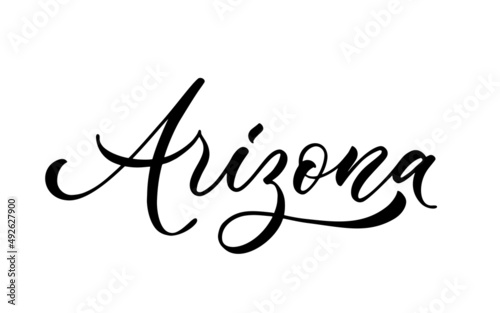 Arizona hand lettering design. Modern calligraphy. Vector illustration. Arizona text vector.