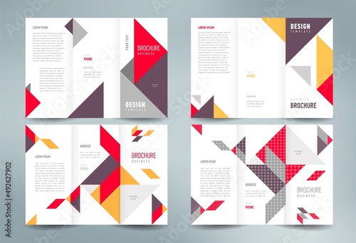 Business brochure set design template folder booklet tri-fold triangles geometric abstract