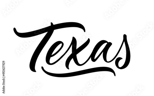 Texas hand lettering design. Modern calligraphy. Vector illustration. Texas text vector.