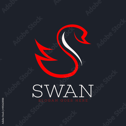 Fototapeta Naklejka Na Ścianę i Meble -  Swan Logo Design Concept Template Vector. Animal Logo Template Vector
